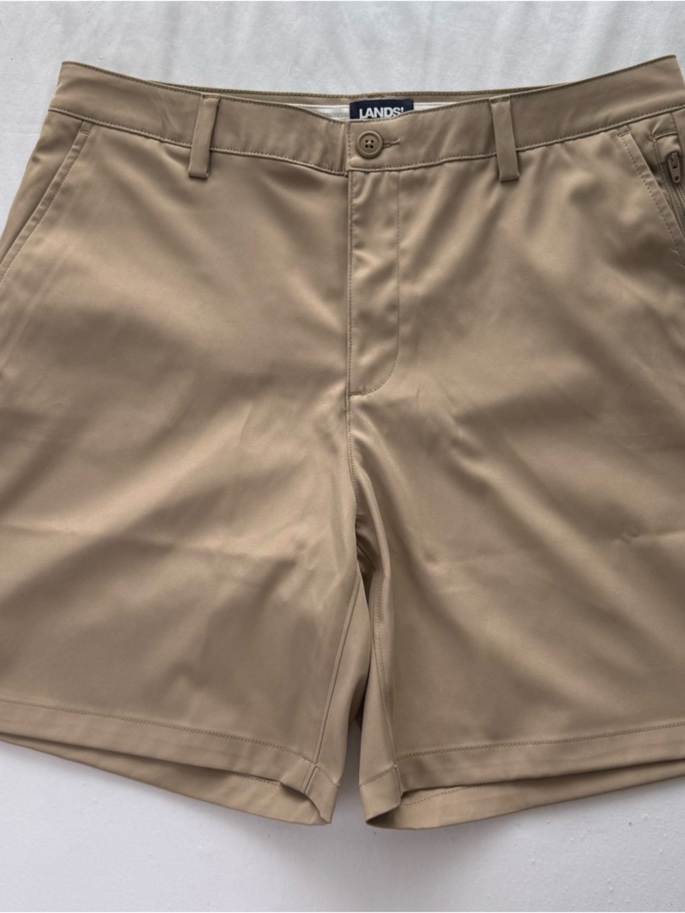Lands' End Women’s Golf/Walking Flat-Front Performance Shorts Tan Size 12
